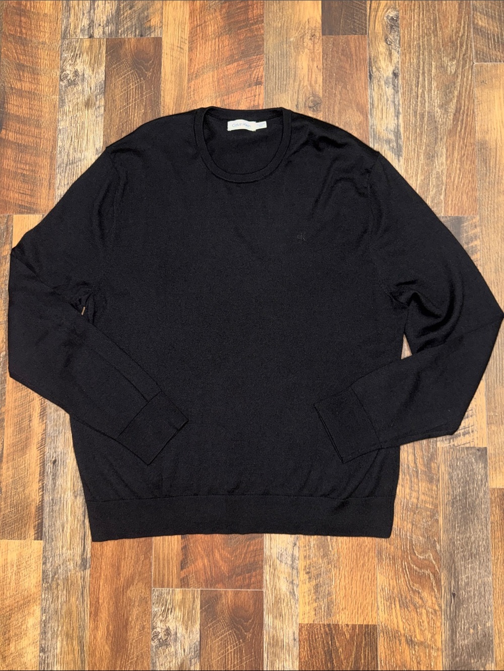 Calvin Klein Men’s XXL Black Wool Blend Crewneck Sweater CK Logo